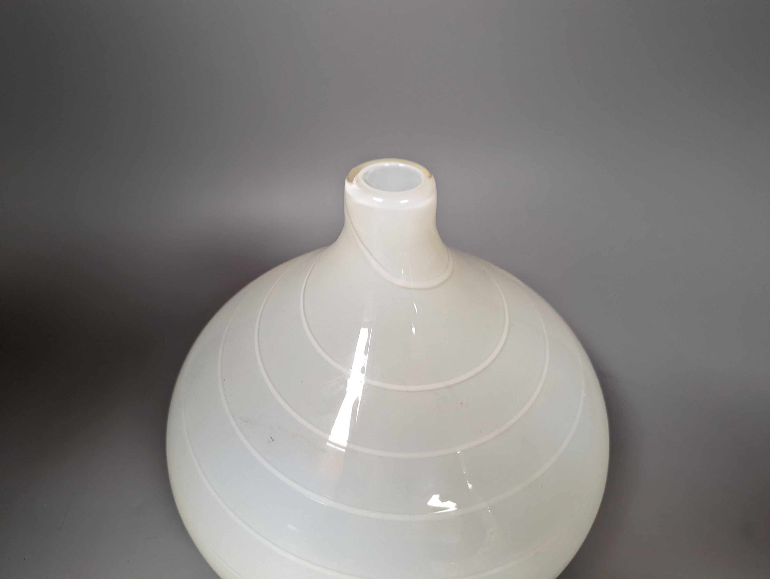 A studio opaline glass squat bottle vase, 22cms high